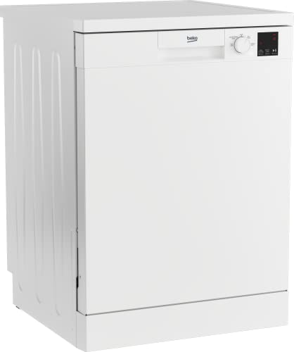 Foto von beko DFN04321W Geschirrspüler 60 cm, 13 Maßgedecke, Freistehender Geschirrspüler, Spülmaschine, unterbaufähig, 2 Spülebenen, 4 Spültemperaturen, rotes LED-Display, Watersafe, Weiß