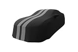 2005-2025 Mustang Indoor Car Cover - High End Custom Fit - Sport Series Dust Proof Stripes for Ford Mustang V6/Ecoboost/GT/Bullitt/Shelby GT350 (Black/Gray)