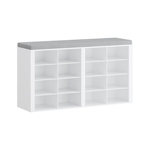 Hzuaneri Schuhbank mit Sitzfläche, Schuhschrank mit Sitzbank mit 16 Fächern, Eingangsbank...