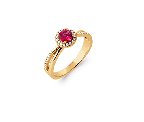 Bague alliance plaqué or 18 carats qui ne noircit pas avec sa pierre en zirconium rose durable