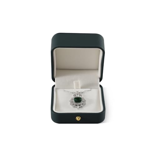 Yinbeini Caixa de presente para colar, caixa de joias pequena de couro, caixa de joias premium para colares, estojo de colar de luxo (verde escuro)