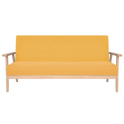 fadaoet Canapé 3 places en tissu jaune scandinave - Structure en bois - 158 x 67 x 73,5 cm - Polyester rembourré - Canapé de salon convivial - Ensemble...