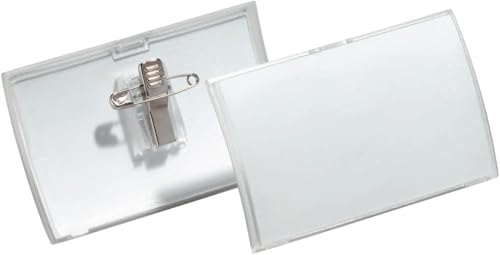 Durable Click Fold Name Badge 40 x 75mm with Combi Clip - Transparent - Pack of 25 - Perfect For Events and Visitor Management