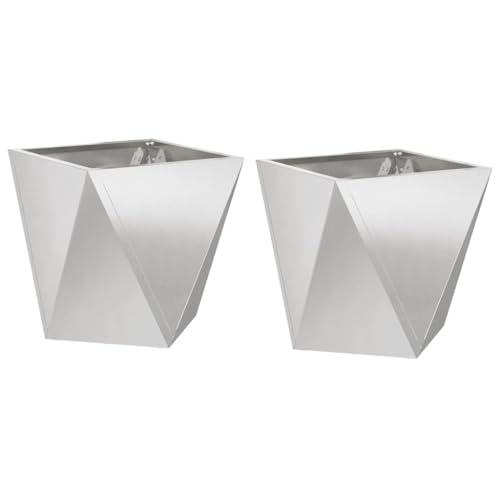 vidaXL Pflanzkübel 2 pcs Silber 30 x 30 x 30 cm Edelstahl, Garten und Terrasse,robuster Stahlpflanzkasten, rechteckig für draußen, Metallbehälter für Terrassen-Dekor