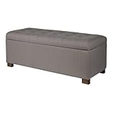 Homepop Home Decor | Upholstered Large Tufted Ottoman Storage Bench | Ottoman with Storage for Living Room & Bedroom | Decorative Home Furniture, Taupe