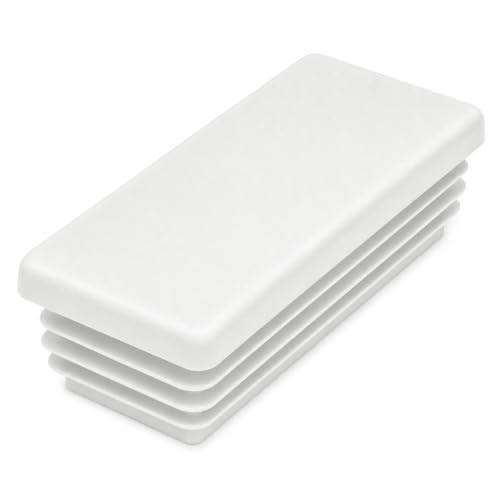 Image of (Pack of 6) Rectangular Plastic Plugs 1-3 /16 inch x 2-3 /8 inch (30 x 60 mm), Matt Tube Inserts, Fence Post Caps, Pure White RAL 9010