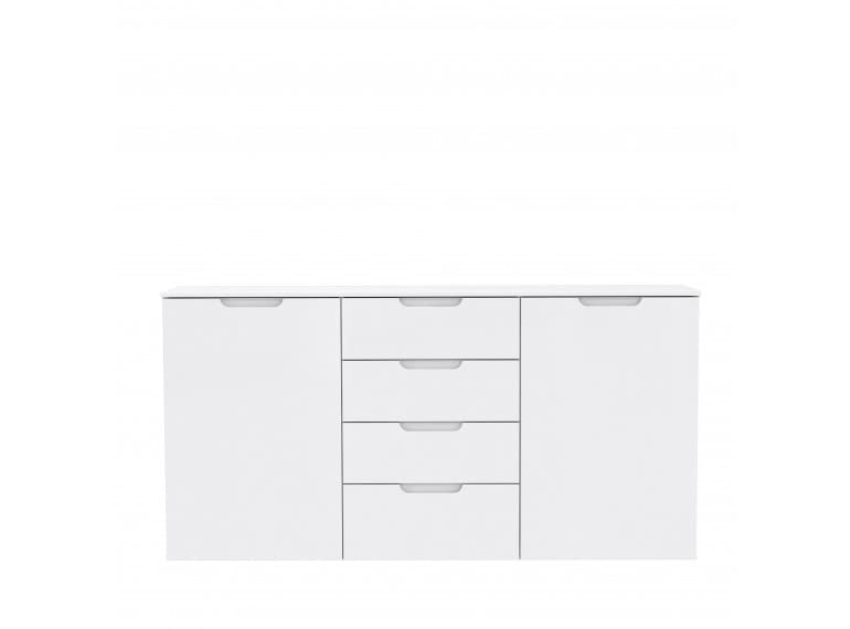 Belhome Bahut Buffet Blanc laqué 2 Portes, 4 tiroirs - Sienna