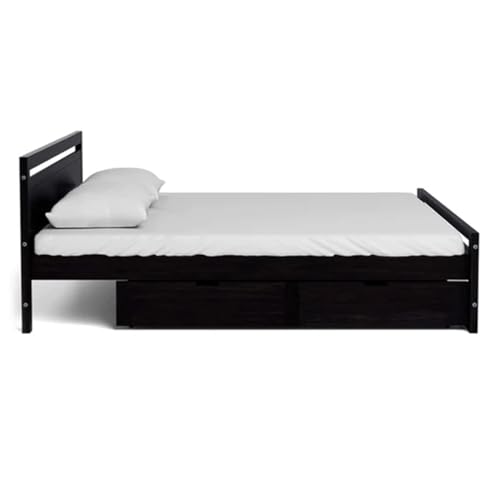 Image of Torque Mathew Engineered Wood Queen Size Bed with Storage Drawer - Brown | Wooden Palang Diwan Cot for Living Room Furniture | Double Bed for Sleeping