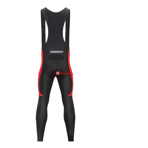 GIYXHU Culotte con Tirantes para Ciclismo Pantalones con Tirantes De Ciclismo Lana Térmica For Invierno, Mallas Cremallera For Bicicleta Montaña(Red with Padded,3XL)
