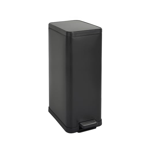 SVITA STM18 Mülleimer Treteimer Tretmülleimer Abfalleimer 18l inkl. Inneneimer Softclose-Deckel Fußpedal freistehend rechteckig Schwarz