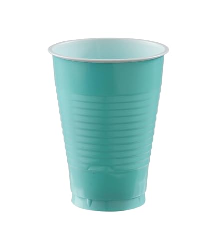 Robin's Egg Blue Plastic Cups (Pack of 20) - 12 oz. - Versatile Drinkware for Indoor & Outdoor Parties, Weddings, Birthdays, Celebrations & More