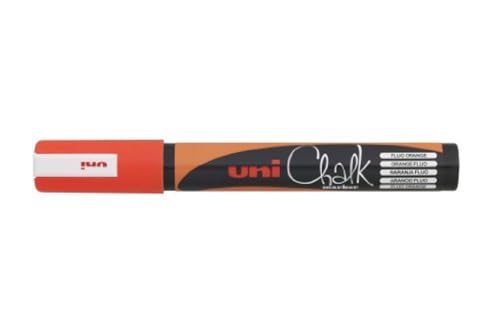 Uni-Ball 186215 - Marcador de tiza y ventana UNI CHALK PWE-5M, 1,8 - 2,5 mm, punta redonda, naranja fluorescente