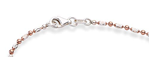 Miabella 925 Sterling Silver Diamond-Cut Oval and Round Bead Ball Chain Anklet Ankle Bracelet for Women, Made in Italy (rose-gold-plated-silver, Length 11 Inches) - Thumbnail 2