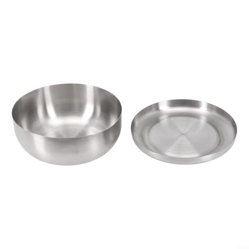babominimer Cuenco de arroz coreano de acero inoxidable con tapa, plato tradicional aislado para alimentos calientes o fríos, irrompible y fácil de limpiar, adecuado para la cocina del hogar (12 cm)