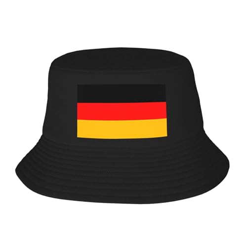 Germany Flag Adult Bucket Hat - UV Protection, Suitable for Outdoor Fishing Hiking Beach Vacation Black