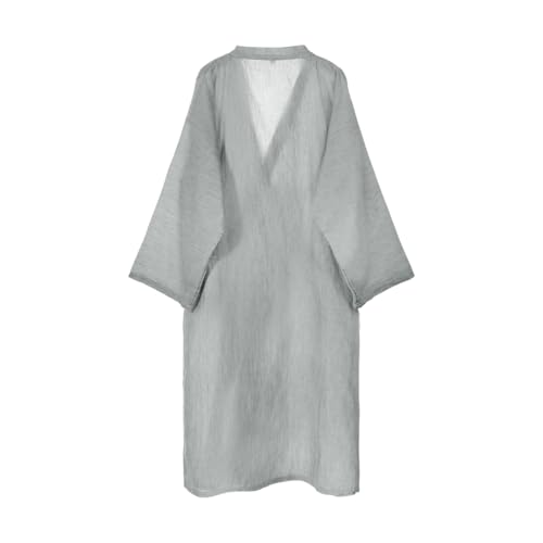 Image of SIQITECHNO Men Summer Kimono Bathrobe Long Cotton Yukata Woven Striped Pajamas Loungewear Mens Bathrobe Sleepwear Nightgown
