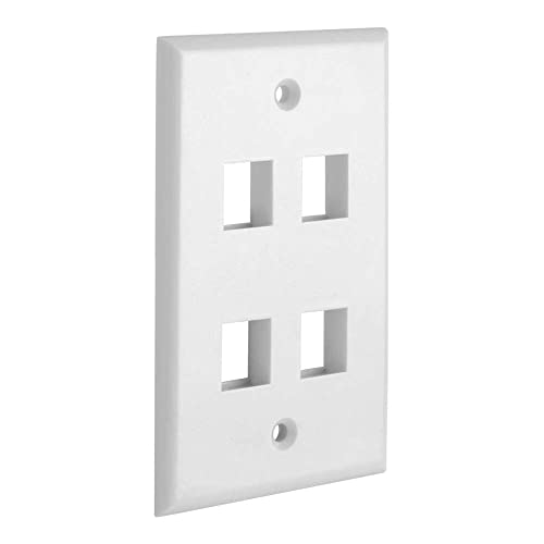 4 Port QuickPort Outlet Wall Plate face Plate, Four Gang White