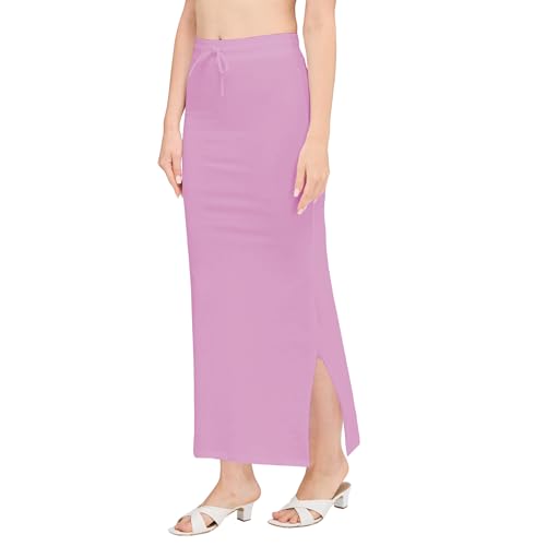 Image of DESI GIRL Cotton Lycra Stretchable Saree Shapewear Petticoat with Drawstring for Women | Fishcut Saree Petticoat with Side Slit for Easy Movement | Saree Shaper | Long inskirt