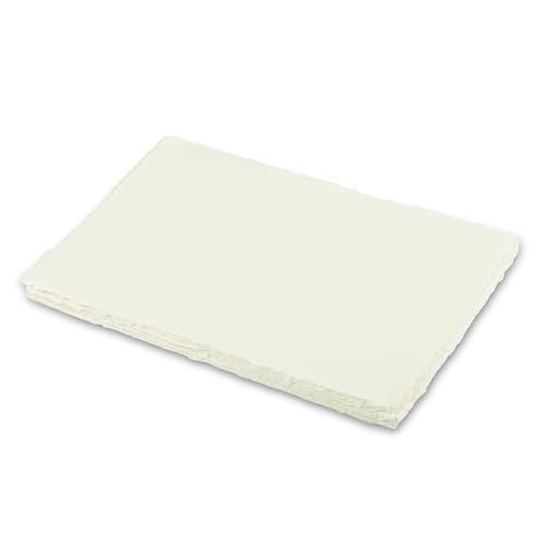 Image of Pzyvelines- 50 Sheets of Watercolor Paper of 150 GSM - Virgin Cotton - Handmade Paper with Deckle Edges - 14X10 Inches (36x25 cm)- White Toned