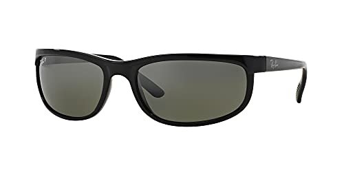 Ray-Ban RB2027 PREDATOR 2 601/W1 Black Frame/Grey Polarized Lens 62mm Rectangle Sunglasses Bundle with VISIOVA Accessories