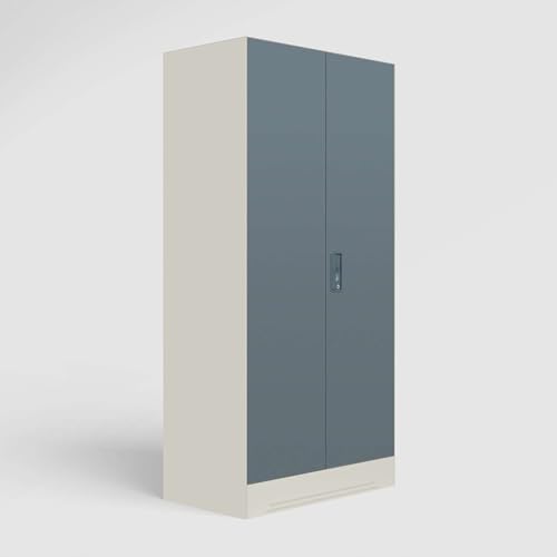 Image of Interio by Godrej Almirah Slimline 2-Door Steel Almirah, Cupboard for Clothes (Alpine White and Stormy Weather Matte), 1-Year Warranty, 1 Locker, 4 Shelves