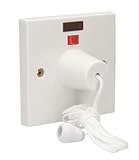 U-Trade 45 Amp Shower Pull Cord Switch, Electric Ceiling Pull Cord, Double Pole Isolator Isolation, White Bathroom switch with Neon light – Safe & Convenient Control