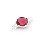 Conector de cuarzo fucsia plata 925 cuadrado facetado
