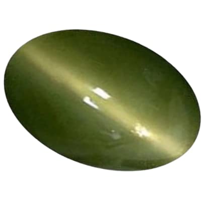GenericOriginal Certified Jeweltique! Natural Green Chrysoberyl Lehsuniya AA++ Quality Vaiduryam Gemstone Original Certified 3.20 Carat Cat Eye Stone For Jewellery Making