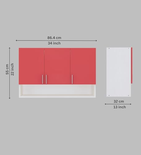 Image of SPECIALITY PANELS 3 Door Modular Wall Mounted Kitchen Cabinet with Organizer Shelf Space Saving Storage Unit | Engineered Wood Cupboard for Kitchen Living Room Organizer Furniture | DIY Assembly