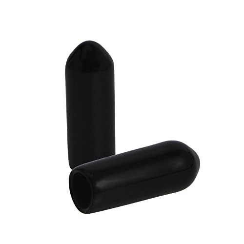 Image of 50PCS ID2.5mm(7 /64 inch) Black PVC Rubber End Caps, Vinyl Flexible End Caps, Round Pipe End Caps, Bolt Thread Protector Safety Caps