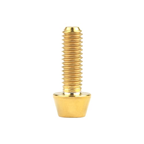 Image of Titanium Ti DIN912 M4 8 10 12 15 20mm Tapered Head Hex Bolts Bicycle Screws Pack of 6 (Gold, M4x12mm)