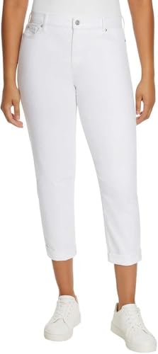 Jean boyfriend blanc femme à revers Gloria Vanderbilt denim taille 46