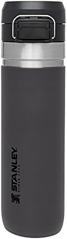 Stanley Quick Flip GO Water Bottle 24 oz | Push Button Lid | Leakproof and Packable for Travel and Sports | Insulated Stainless Steel | BPA-Free | Charcoal | Leakproof, Packable, Insulated, BPA-Free