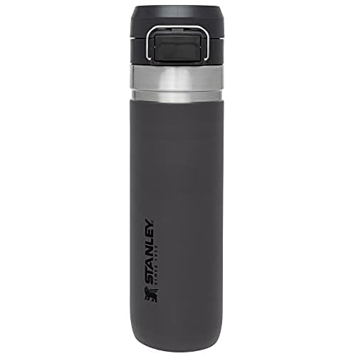 Stanley Quick Flip GO Water Bottle 24 oz | Push Button Lid | Leakproof and Packable for Travel and Sports | Insulated Stainless Steel | BPA-Free | Charcoal