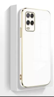 Image of Apurb Store for Oppo A54 Plating Square Gold Frame Phone Case Luxury Soft Silicone Back Cover (for Oppo A54, White)