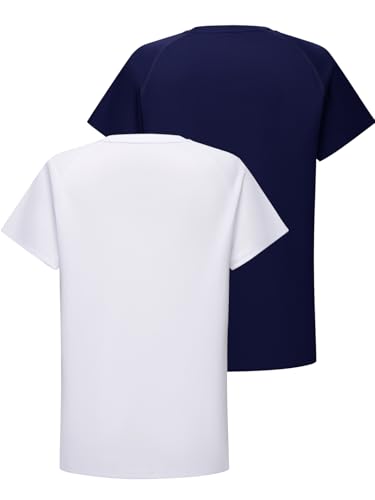 Image of DEVOROPA Youth Boys Compression Shirt Long /Short Sleeve Football Baseball Undershirt Quick Dry Kids Sports Baselayer Crewneck