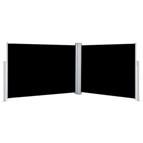 Double store enrouleur de qualité supérieure 100x1000 cm cadre en acier noir et poteaux stables