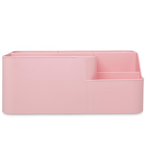 Organizador de Mesa Multiuso Porta treco Lapis e Maquiagem 6 Divisorias (Rosa)