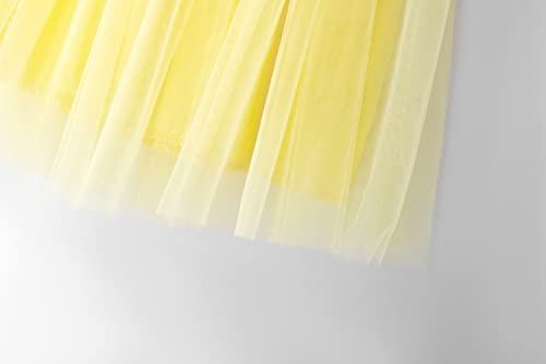 Lzh Baby Girls Layered Dress Tulle First Birthday Dresses For Girls Toddler Princess Sleeveless Tutu Dress Yellow #TOP4