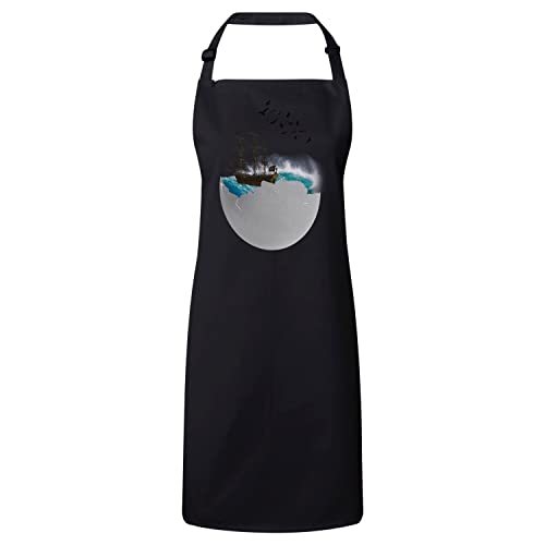 Tablier cuisine noir collage art surréalisme finition premium