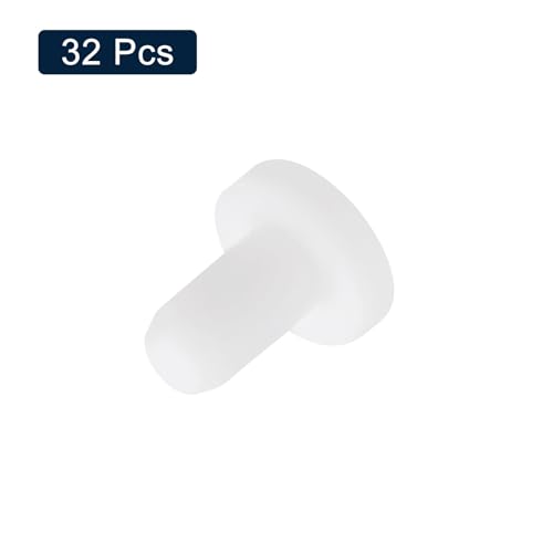 Image of uxcell 32 Pieces White Rubber Stopper, 3.3mm Plug Holes for 3mm /0.11 inch Hole