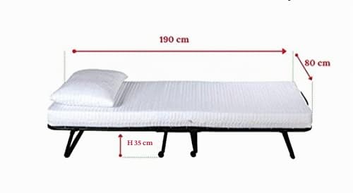 EVERGREENWEB Gästebett Klappbar mit Memoryschaum Matratze 80x190 Höhe 12 cm + Weiße Visco Kissen GRATIS Lattenrost aus Holz Stabiler Metall-Rahmen mit Rollen Platzsparend Klappbett 100% ITALIENISCH