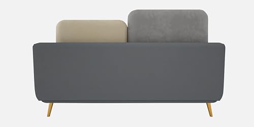 Image of Black Wood Modern Montez Luxurious Velvet 2 Seater Sofa for Bedroom, Living Room, Dining Room, Drawing Room, Home Office in Bug Resistant Wood (Grey & Beige, 2 Seater)