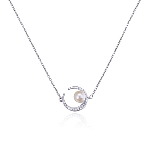 Colliers de perles pour femmes, présent de lune en argent sterling pour mères