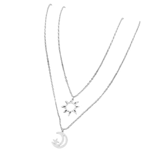 Creative for Sun Moon Star Pendant Card Necklace Stainless Steel Women Neckl