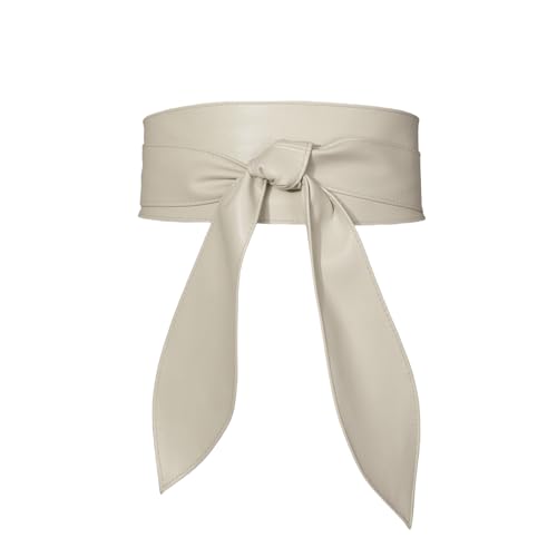 ANKOMINA Women's Soft Leather Bow Ribbon Waist Belt Fashion Obi Wrap Wide Cinch Waistband Knotted Belt for Dress