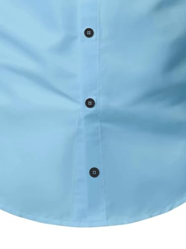 Image of BABIRUSA Men's Cotton Blend Shirt with Solid Bottom Down Long Sleeve Spread Collared Neck Regular Fit and Standard Length | Shirt for Man