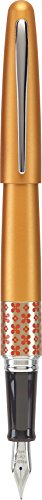 Image of Pilot MR Retro Pop Collection Fountain Pen, Orange Barrel with Flower Accent, Medium Nib, Black Ink (91443)