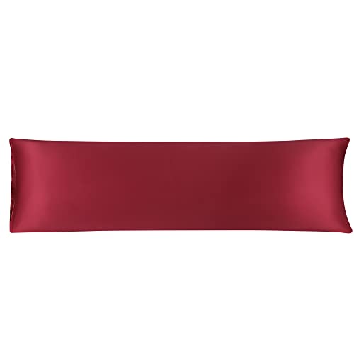 sourcing map Taie de Traversin Housse de Traversin Taie d'oreiller Corps en Satin Soyeux pour Cheveux Peau Résistant au Lavage Vin Rouge 51x183cm