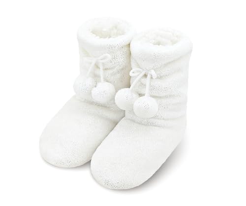 Image of Keyela Womens Slipper Socks With Soles, Fluffy Cozy Soft Non-Skid Bottom Slippers Booties For Ladies, Fuzzy Winter House Slippers